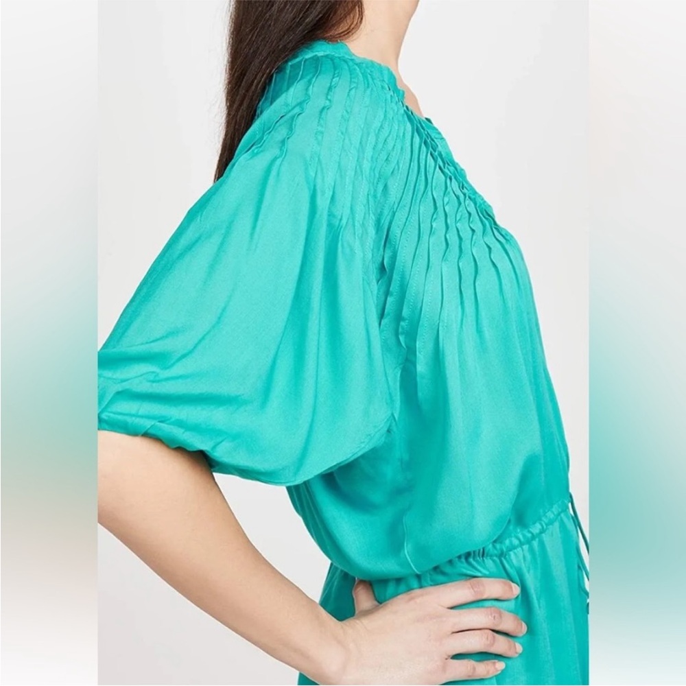 NWT VIX Paula Hermanny Sara Caftan Coverup Dress Small Tahiti Blue Teal - Picture 3 of 14